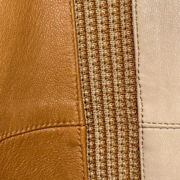 Maxini 80's Kurt Cobain Leather Striped Mens Sweater Size Lg MCM Grandpa Core - Picture 3 of 16